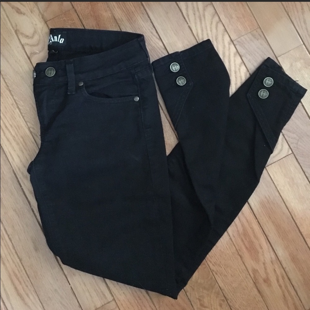 Anlo Low-rise Skinny Black Jeans button ankle 25